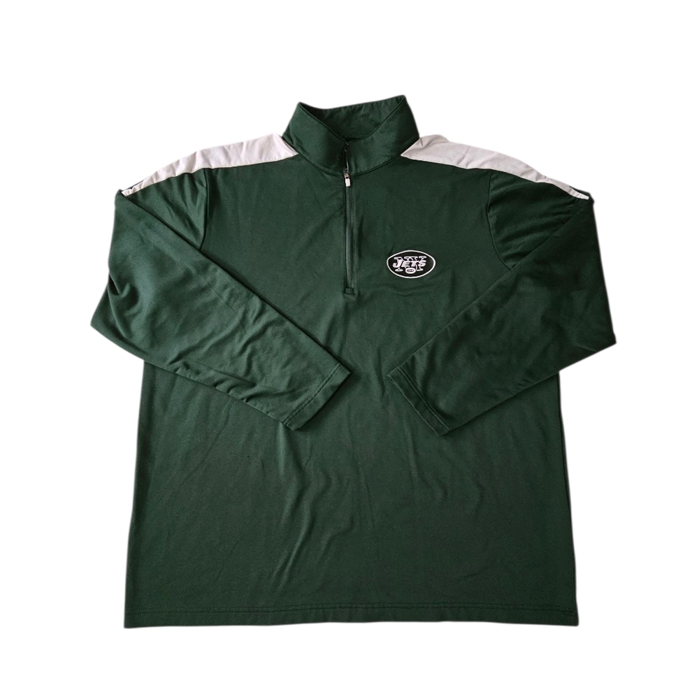 New York Jets Antigua NFL Football 1/4 Zip Pullover Green Jacket  Men's Size XL